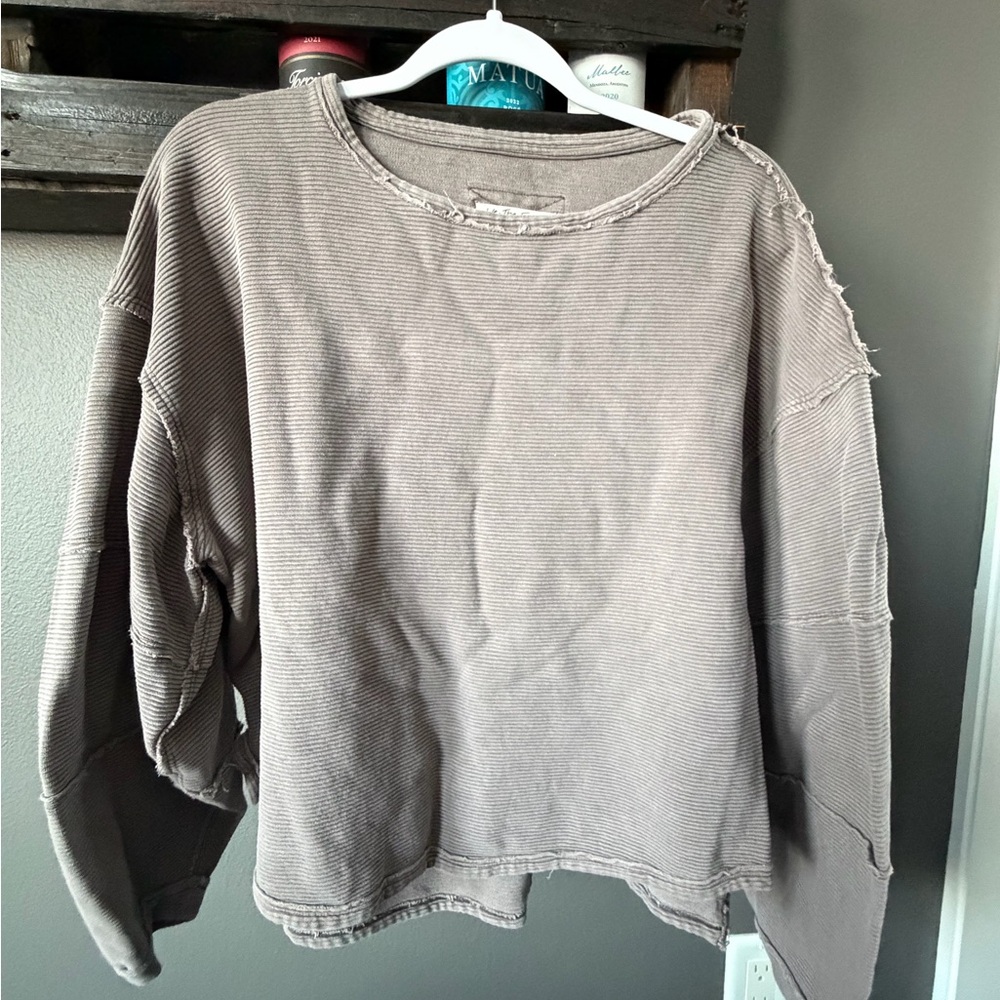 We The Free Distressed Brown Sweatshirt